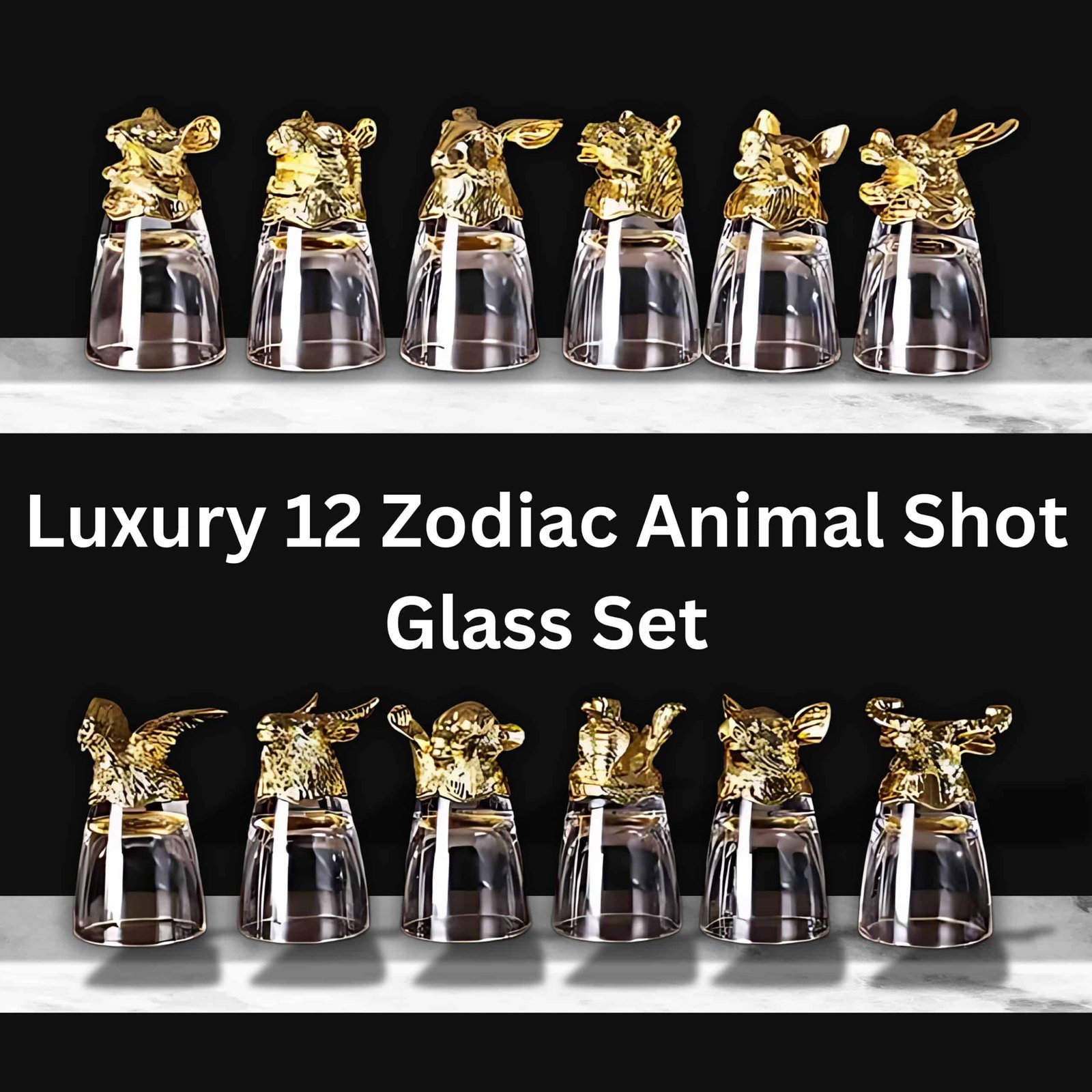 Luxury 12 Zodiac Animal Shot Glass Set