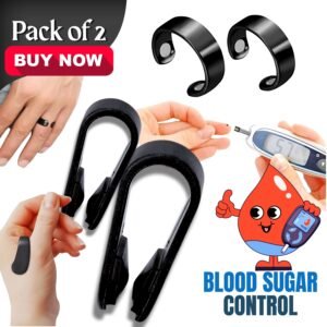 Special Offer(Pack of 2)Silicon Sugar Control Combo Acupressure Clips + 2 Magnetic Therapy Rings (Black)
